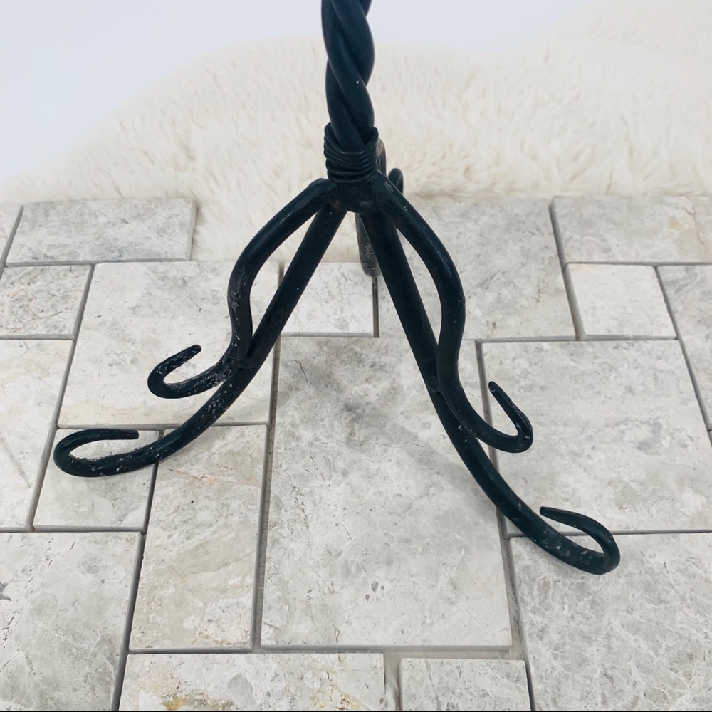 22” Rustic Wrought Iron Candlestick - Picture 3 of 8